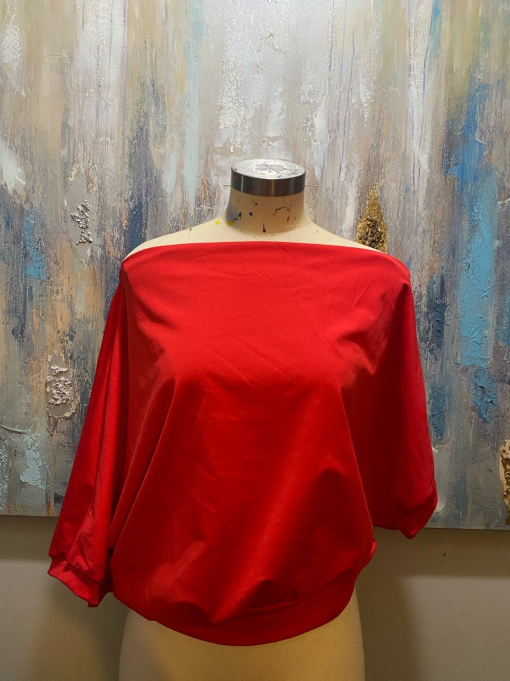 SHEIN Red Off-Shoulder Dolman Sleeve Top